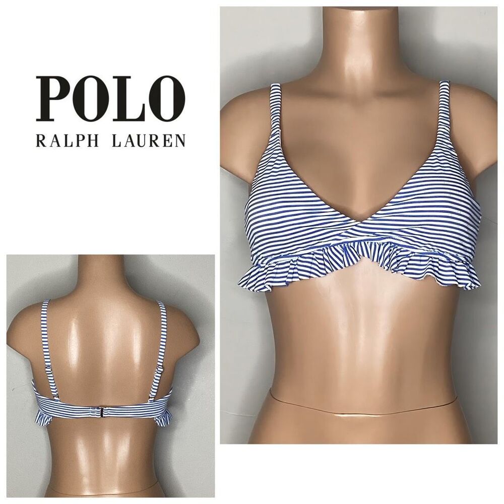 New. Polo Ralph Lauren ruffled stripe bikini top. Small. Retails $107